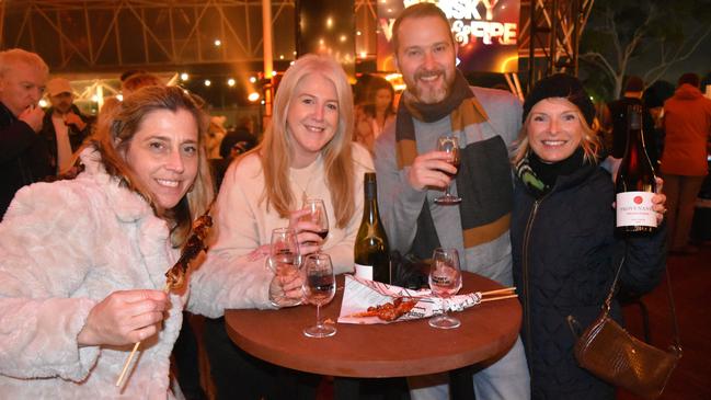 Catherine, Andrea, Rikki and Lee at the Whisky, Wine and Fire Festival 2024 at the Caulfield Racecourse. Picture: Jack Colantuono