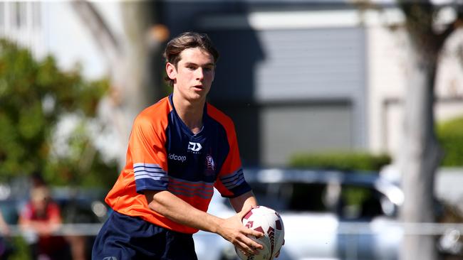 Emerging Reds under 15 and 16 carnival - U/15 Brisbane Grey Vs South East Queensland (orange jumper) - SEQ No 14 Max Durrington. Bulimba Monday 19th September 2022 Picture David Clark