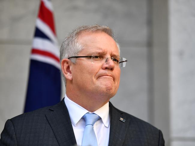 Prime Minister Scott Morrison announces the government's $130b wage subsidy package at a press conference at Parliament House in Canberra, Monday, March 30, 2020. (AAP Image/Mick Tsikas) NO ARCHIVING