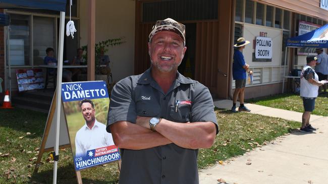 QLDVOTES24 Katter’s Australian Party (KAP) deputy leader and Hinchinbrook MP Nick Dametto outside the Ingham Voting Centre at Conroy Hall in Ingham on Saturday afternoon. Picture: Cameron Bates