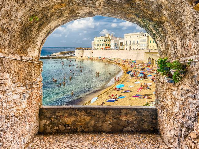 Overlooking the Gallipoli waterfront, Puglia, Italy