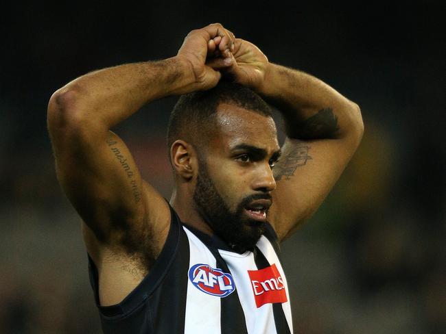 Collingwood v Brisbane at the  MCG, Melbourne  Australia , 16th August 2014.  Collingwood's Heritier LumumbaPic : George Salpigtidis