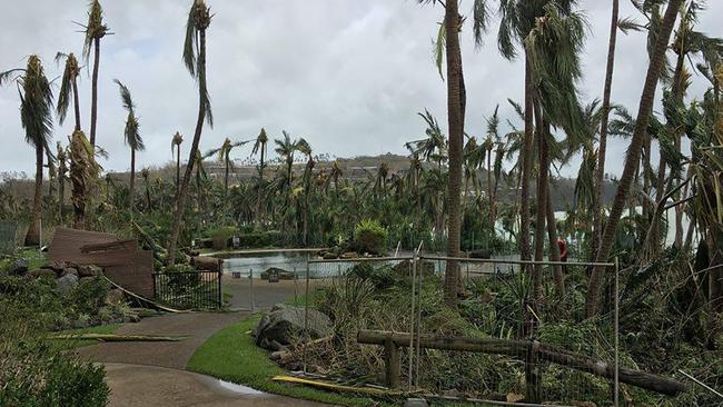 Hamilton Island is a wreck after Cyclone Debbie. Picture: Dennis Garrett