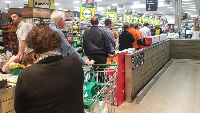 Huge lines at the Hilton Woolworths on Wednesday. Picture: Col James