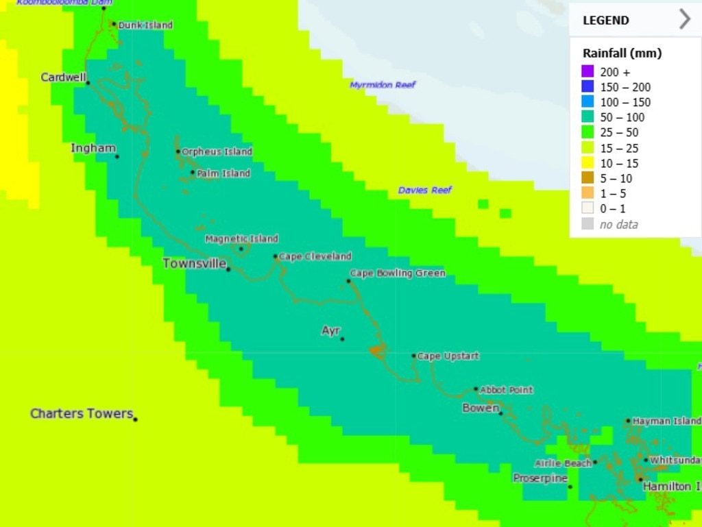 Wednesday rainfall forecast. Picture: BOM.