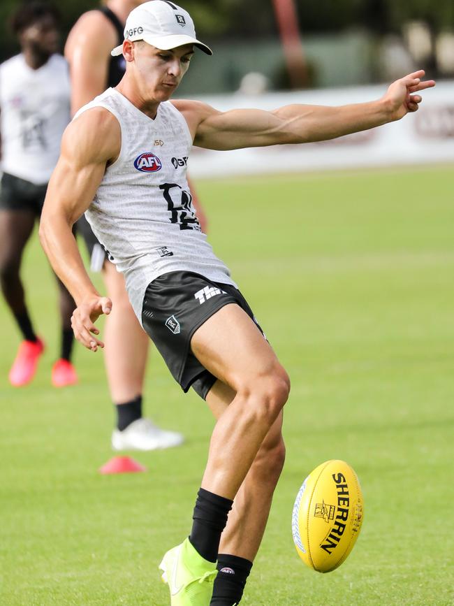 AFL Rising Star runner-up Connor Rozee has added some muscle to his frame in the off-season. Pictures: Russell Millard (AAP)