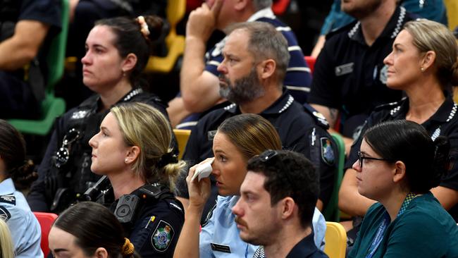 Police memorial serive fro Constable Rachel McCrow and Constable Matthew Arnold at the Townsville Stadium. Picture: Evan Morgan