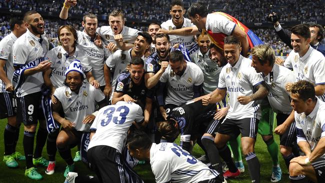 Real Madrid's players celebrate.