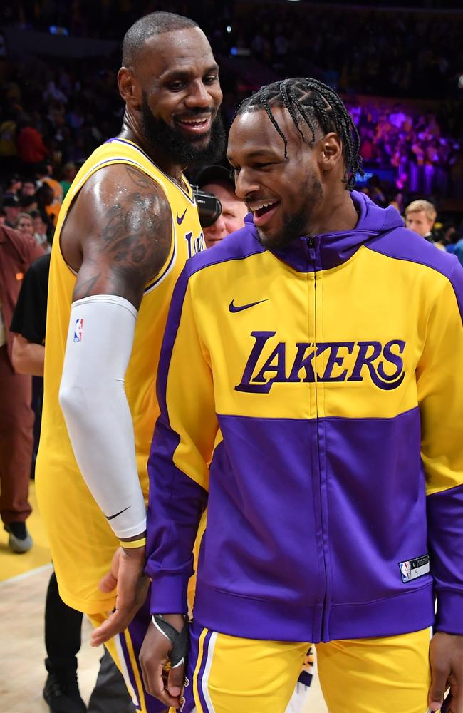 LeBron James as proud as any Dad can be. Picture: Allen Berezovsky/Getty Images