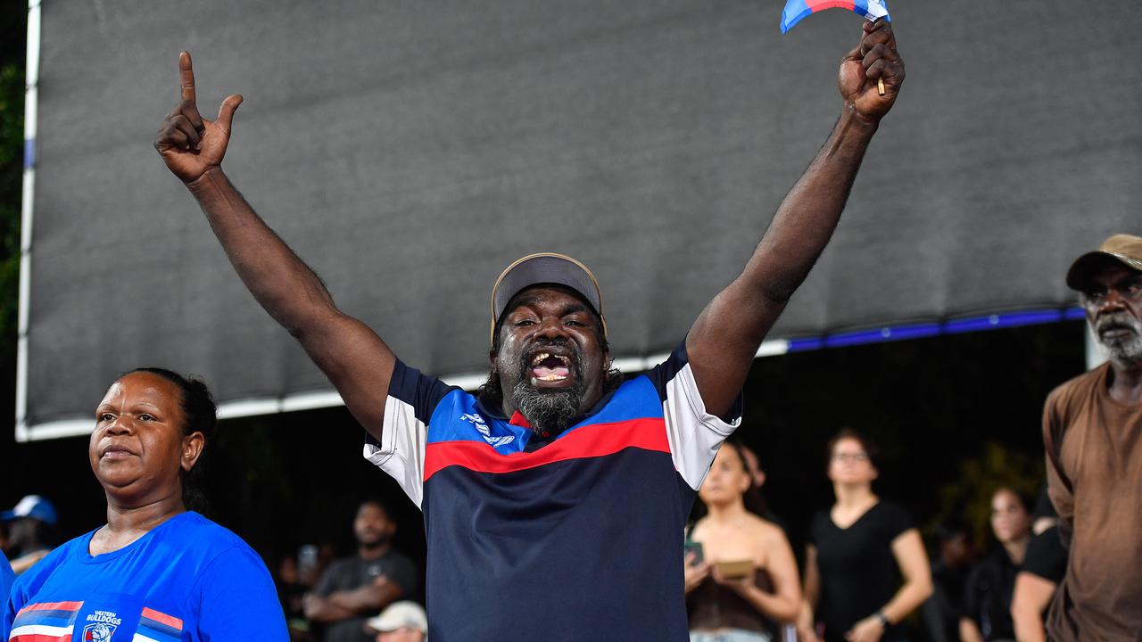 Western Bulldogs supporters were out in force to watch their club take on Gold Coast Suns at TIO Stadium. Pic: Pema Tamang Pakhrin