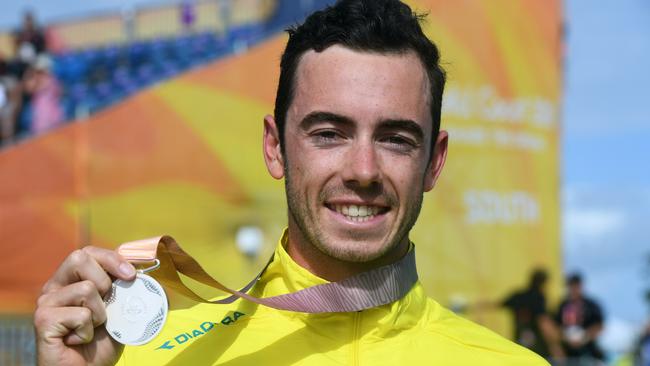 Jacob Birtwhistle won Australia’s first medal at the Gold Coast. Picture: AAP Image/Dean Lewins