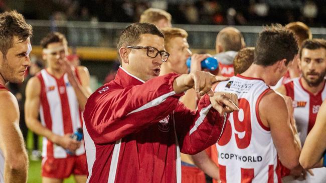 Roosters coach Josh Carr was not always doing the talking, he also had to listen to some abuse from the crowd. Picture: Matt Loxton