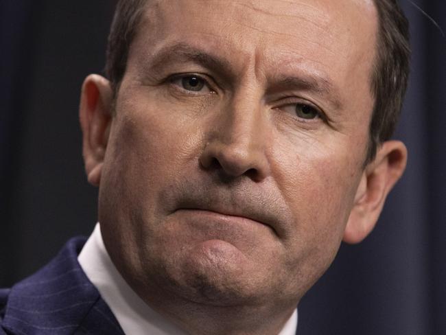 PERTH, AUSTRALIA - SEPTEMBER 4: Western Australian Premier Mark McGowan speaks during a media conference at Dumas House on September 4, 2020 in Perth, Australia. The premier announced that Western Australia is not in a recession and will not be prematurely reopening its borders at current. State and Territory leaders met today for the National Cabinet Meeting to discuss alternatives for state border closures and caps on international arrivals in response to the COVID-19 pandemic. (Photo by Matt Jelonek/Getty Images)