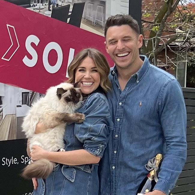 Georgia Love posted several photos celebrating her and husband Lee Elliott buying a house. Picture: Instagram/Georgia Love.