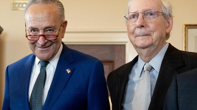 US Senate Majority Leader Chuck Schumer (L and Senate Minority Leader Mitch McConnell. Picture: AFP.