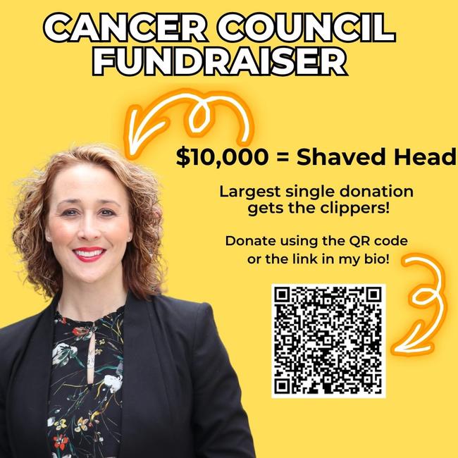 Labor member Gabrielle Williams will go bald if she can raise $10,000. Picture: Supplied