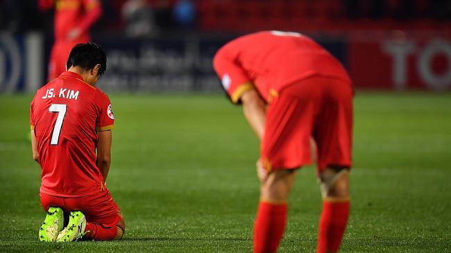 Kim Jae-Sung of United reacts after the final whistle.
