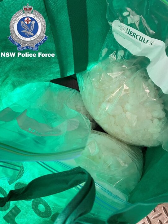 Police found methylamphetamine in a Woolworths bag.