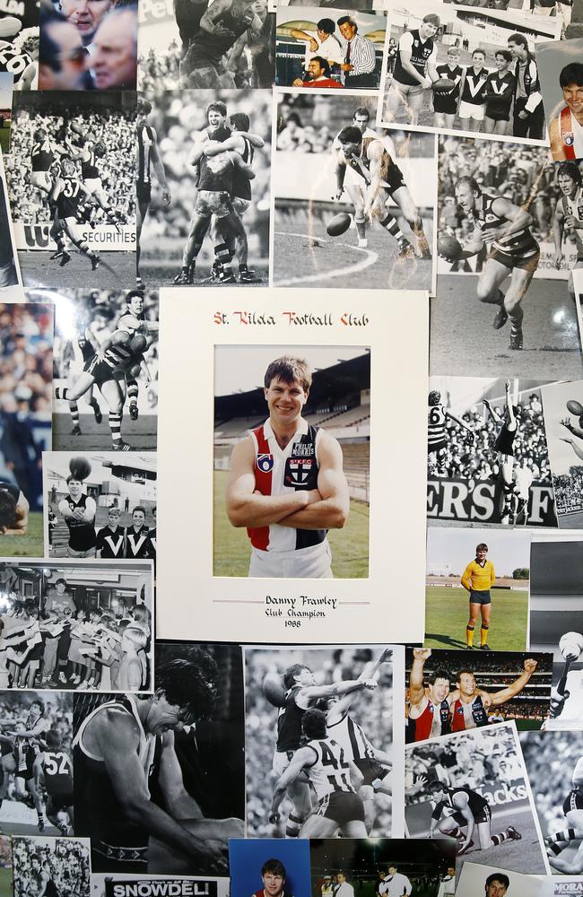 A wall of tributes for Danny Frawley at RSEA Park in Moorabbin. Picture: Darrian Traynor/Getty Images