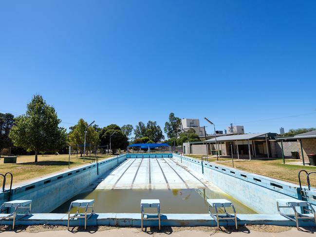 The Rochester pool sits empty following the floods before being turned into a public park. Picture: Mark Stewart