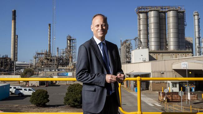 Viva Energy boss Scott Wyatt at the group’s Geelong refinery. Picture: Aaron Francis/The Australian