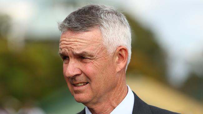 HAWKESBURY, AUSTRALIA - MAY 04: Trainer Matthew Smith prepares for Race 4 Blakes Marine  during "Hawkesbury Cup Day" - Sydney Racing at Hawkesbury Racecourse on May 04, 2024 in Hawkesbury, Australia. (Photo by Jeremy Ng/Getty Images)