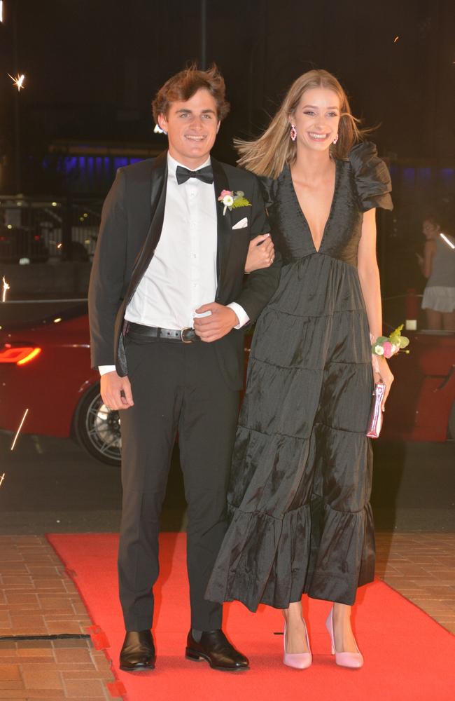 Toowoomba school formals. At the 2023 St Ursula's College formal is graduate Ava Wells with her partner Isaac Burke. Picture: Rhylea Millar