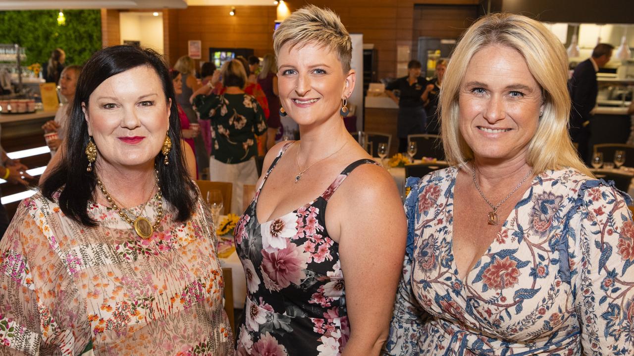 Protea Place International Women's Day luncheon guest speakers (from left) Melissa Keogh-Lancaster, Lauren Humby and Alison Kennedy at Fitzy's, Tuesday, March 8, 2022. Picture: Kevin Farmer