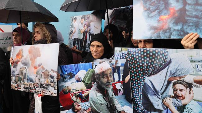 Palestinian refugees gather outside the offices of the UN agency for Palestinian refugees, UNRWA, in Beirut on January 30 to protest against some countries' decision to stop funding the organisation. Picture: Anwar Amro/AFP