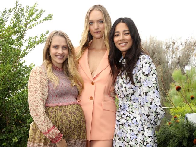 Aussie model Gemma Ward with Teresa Palmer and Jessica Gomes at the David Jones launch at MONA in Hobart. Picture: Getty 