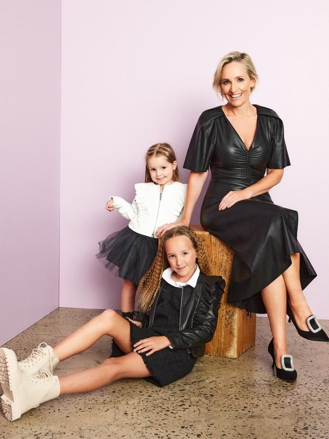 Fifi Box and daughters her daughters Daisy and Trixie. Picture: Sam Bisso for Stellar