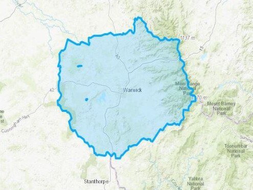 This map displays the current area under the Githabul People Waringh Waringh Native Title Claim, but applicants hope to extend it to Stanthorpe through further research and evidence. Picture: QSNTS