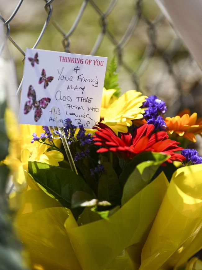 Flower tributes left at Multi Vehicle crash on the Northern Rd Orchard Hills on Friday night. Friends and family lay flowers near crash site.