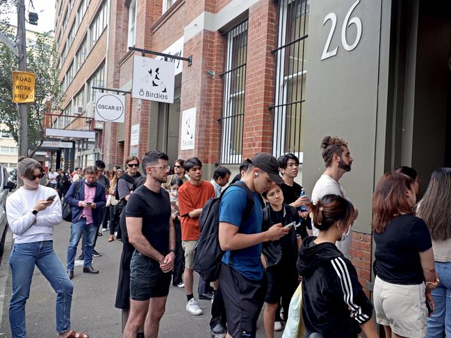 SYDNEY AUSTRALIA - NCA NewsWire Photos MARCH 22, 2023: Dozens of Sydneysiders are pictured lined up outside an open-for-inspection rental apartment in Surry Hills. The rental crisis remains one of the key issues of the 2023 NSW state election. Picture: NCA NewsWire / Nicholas Eagar