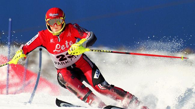 Zali Steggall in action during her skiing days.