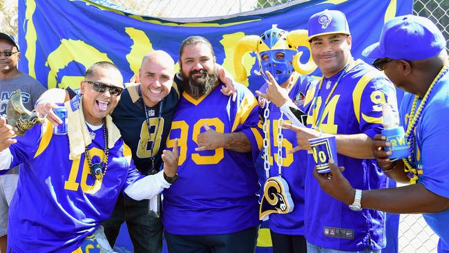 Los Angeles Rams fans tailgate prior to the start of the game.