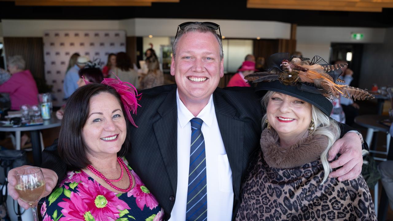 Branka Starcevic, Jason Margetts and Cherie Carlson at the Gympie Muster Races. Saturday, August 19,. 2023. Picture: Christine Schindler