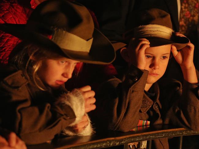 Around the Eternal Flame during the dawn service at the Shrine last year. Picture: Hamish Blair