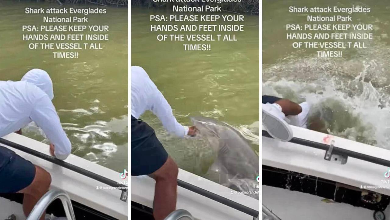 A fisherman has recounted his “scariest day” on the water after a bull shark grabbed his mate’s hand and dragged him into a river. Picture: Facebook.