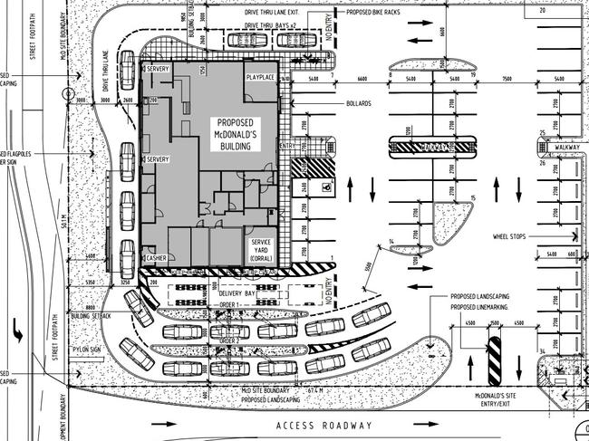 The design plans for the McDonalds family restaurant proposed for Andergrove. Picture: Urbis, Mackay Regional Council.