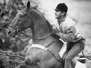 Equestrian Scott Keach riding horse Rain while training for Gawler three day event.