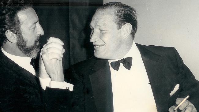 The late Kerry Packer with Geoff Harvey.