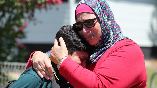 Parents rushed to collect their children after the crash. Picture: AAP