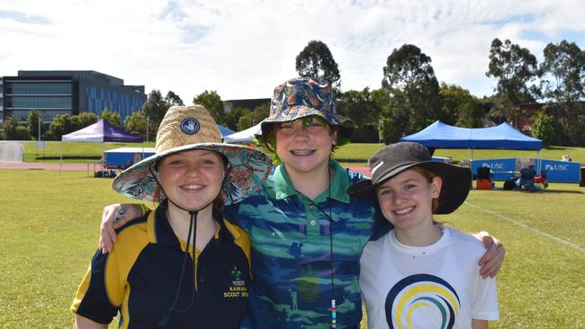 Abbey Macritchie, Jorja Tan and Indi Mellifont at the Sunshine Coast Relay for Life 2022.