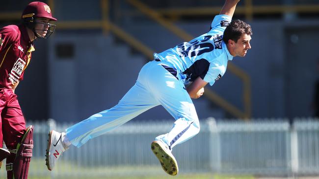 Cummins, pictured playing for NSW, throws everything into every delivery. Phil Hillyard