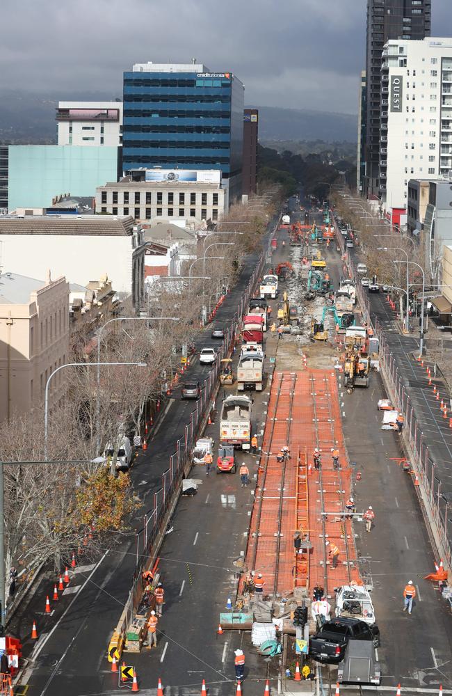 Roadworks on King William St, which have now been completed. Picture: Tait Schmaal