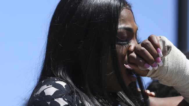 Ms Booker spoke at a rally shortly after the attack, saying she was grateful to have survived. Picture: Ryan Michalesko/The Dallas Morning News via AP