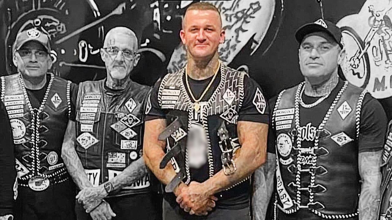 Harley Kenneth Cranston (centre) allegedly becomes patched member of the Mongols Outlaw Motorcycle Gang. Picture: Supplied.