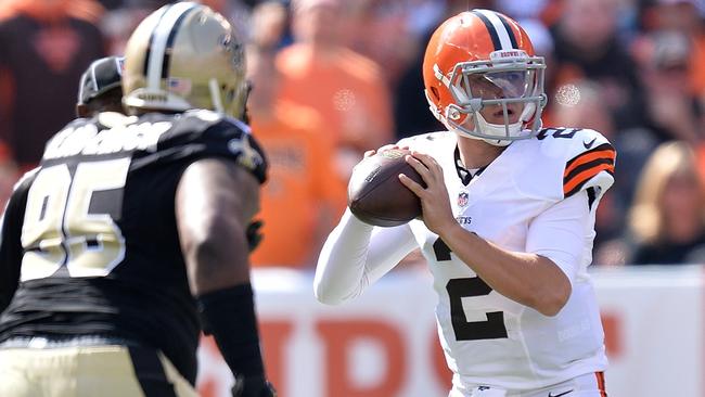 Johnny Manziel #2 looks to pass during the third quarter.