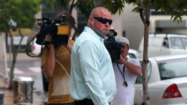 Bikie Leslie Markham faces Southport Court of charges relating to the Cooly Rocks On brawl.